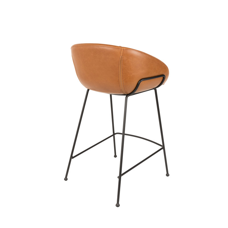 Feston Counter & Bar Stool, Bar Stool (30" Seat Height), Brown Faux Leather