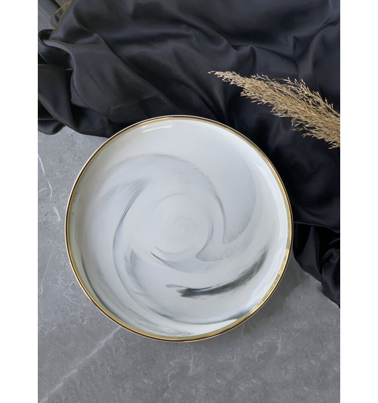 The Luxury Collection Marble Design Plate with Gold Trim - Small 8"