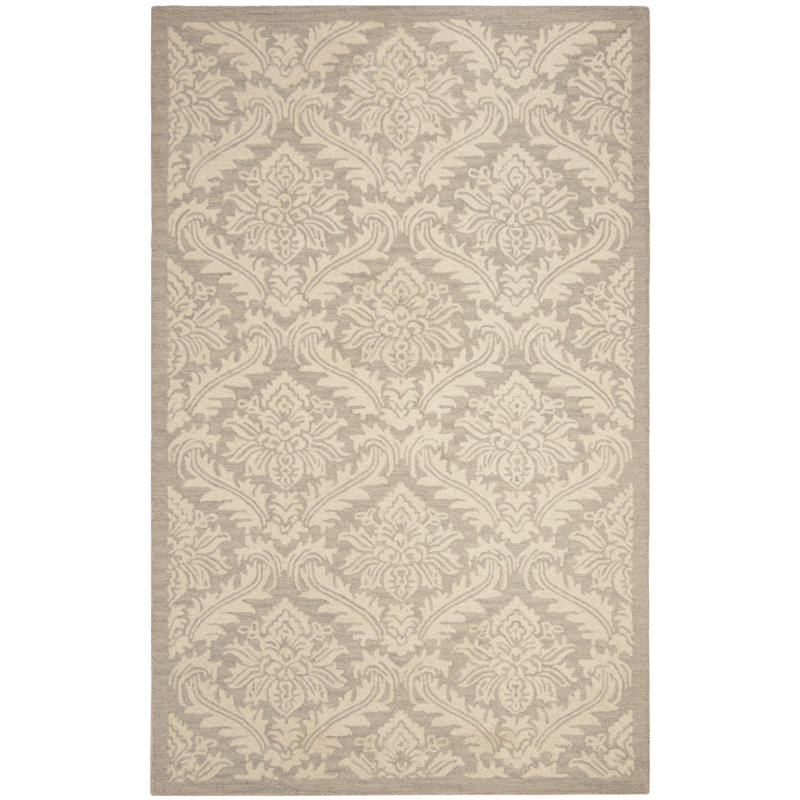 Tapis floral en laine touffeté à la main Preas, Rectangle 2 pi 6 po x 4 pi
