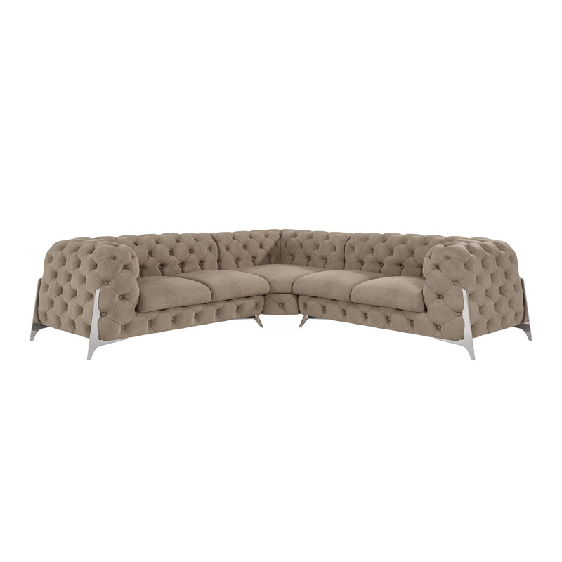 Juneri Chesterfield Corner Sofa, Cream