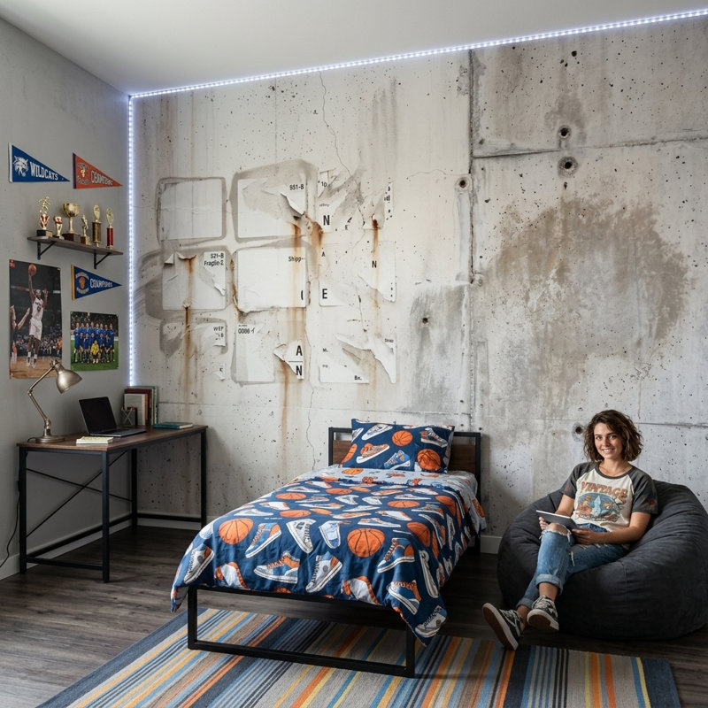 Papier peint mural en béton, Texturé non collé, 120 po x 96 po