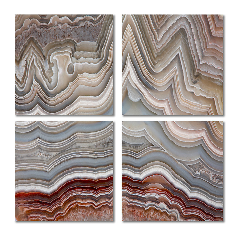 «The Polished Cut Of Agate», ensemble de 4 reproductions d'art sur toile en pierre