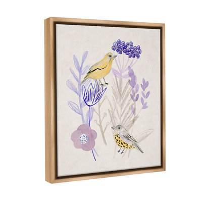 "Oiseaux avec brins de plantes" par Melissa Wang sur toile