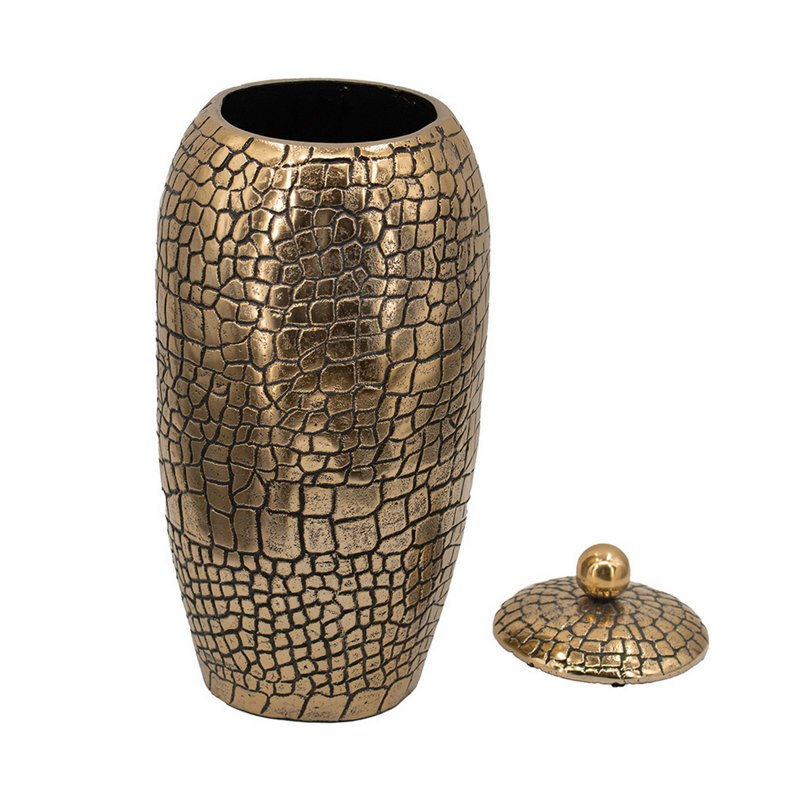 Adreian Metal Decorative Urns & Jars, Gold, 14.6" H x 7" W x 7" D