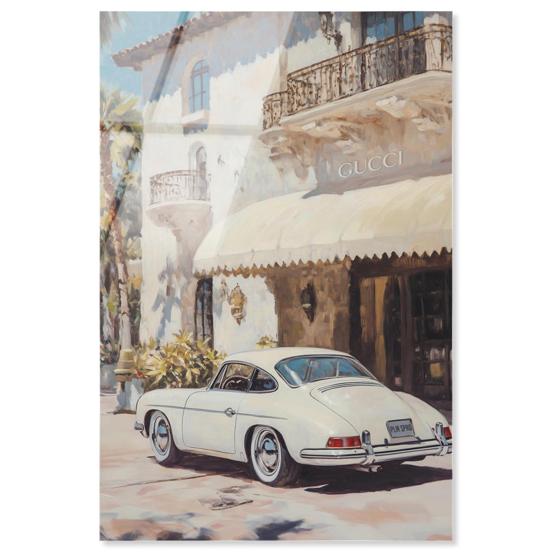 «Light Palm Hotel», reproduction d'art sur acrylique par Art Remedy, H 30 po x l 20 po