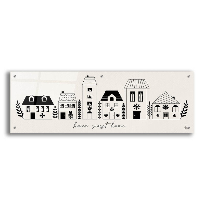  «Petites maisons 2» par Sarah Adams, art mural en verre acrylique, 48 po x 16 po, H 16 po x l 48 po