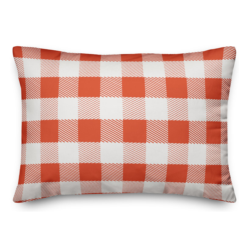 Buffalo Plaid Reversible Throw Pillow, Red/Pink