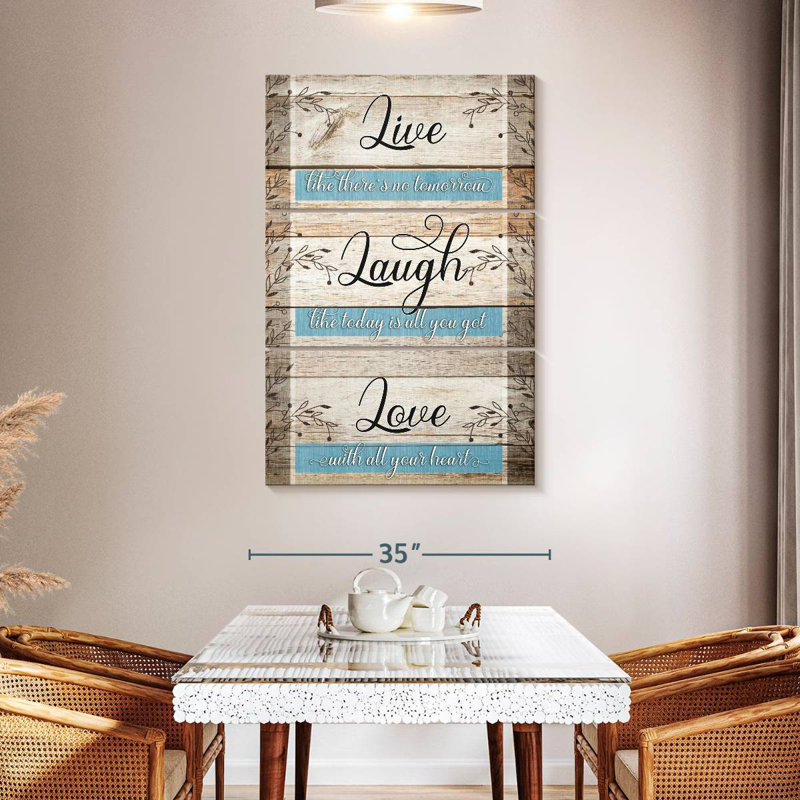 Citation inspirante «Tergel Live Laugh Love», H 50 po x l 32 po