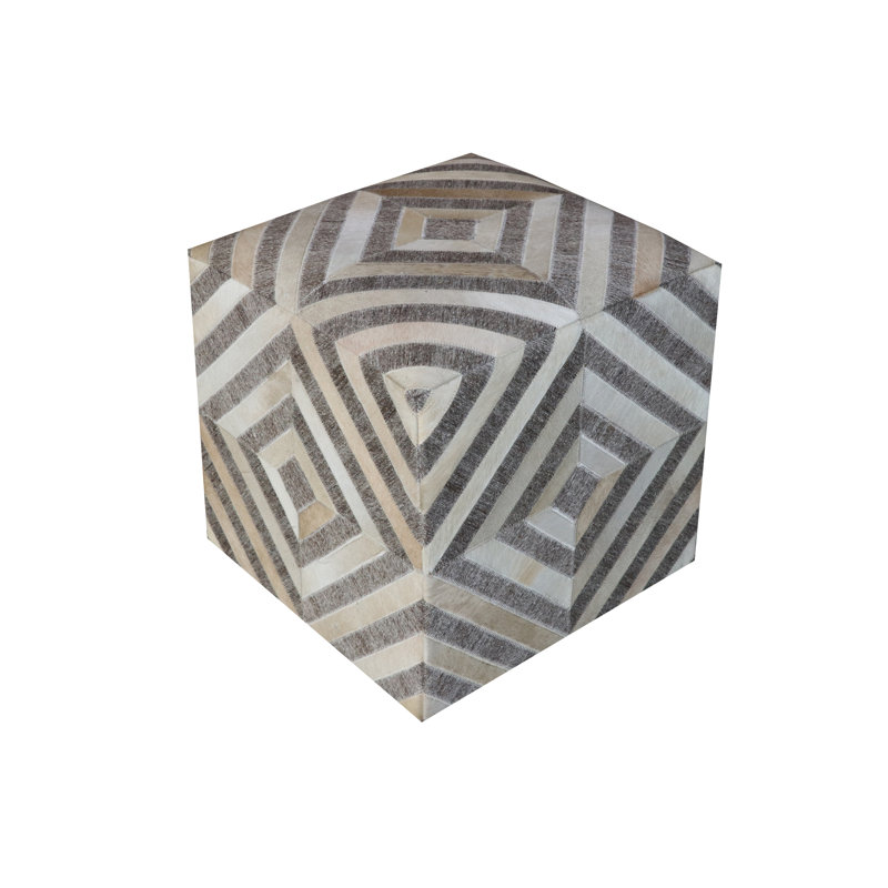 Zeppelin Upholstered Pouf, Gray/Beige