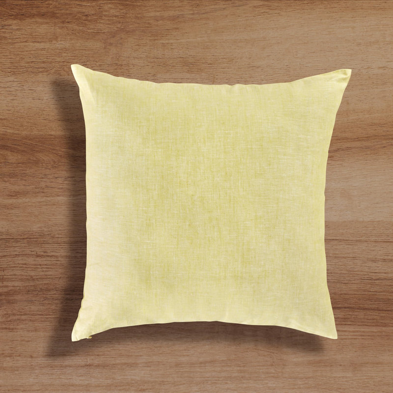 Montauk - 100% Pure Linen Pillow Cover, Chambray Lemon Yellow
