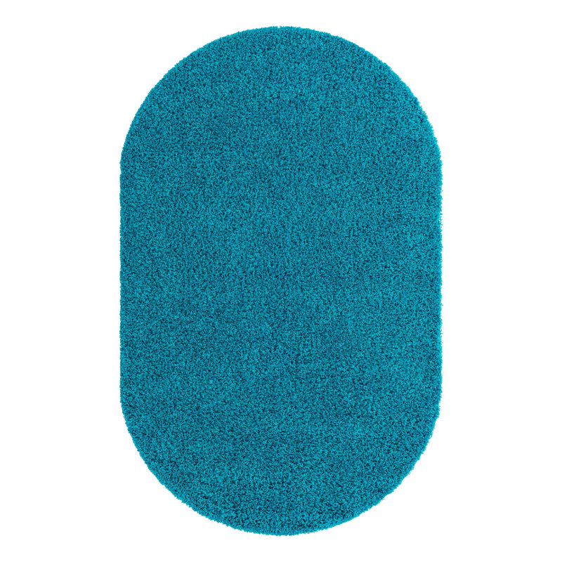 Tapis noir de jais Santoshi, Ovale 5 pi 3 po x 8 pi, Turquoise