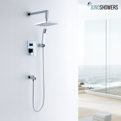 Pomme de douche à fixation murale en laiton chromé 10 po avec douche à main Juno Royal