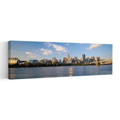 Buildings At The Waterfront Ohio River Cincinnati Ohio USA by Walter Bibikow - Wrapped Canvas Panoramic Print