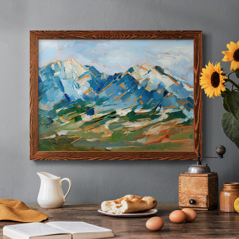 "Blue Mountain Peaks I", impression sur toile par J Paul, Cadre photo simple érable, H 28 po x l 42 po x P 1,5 po