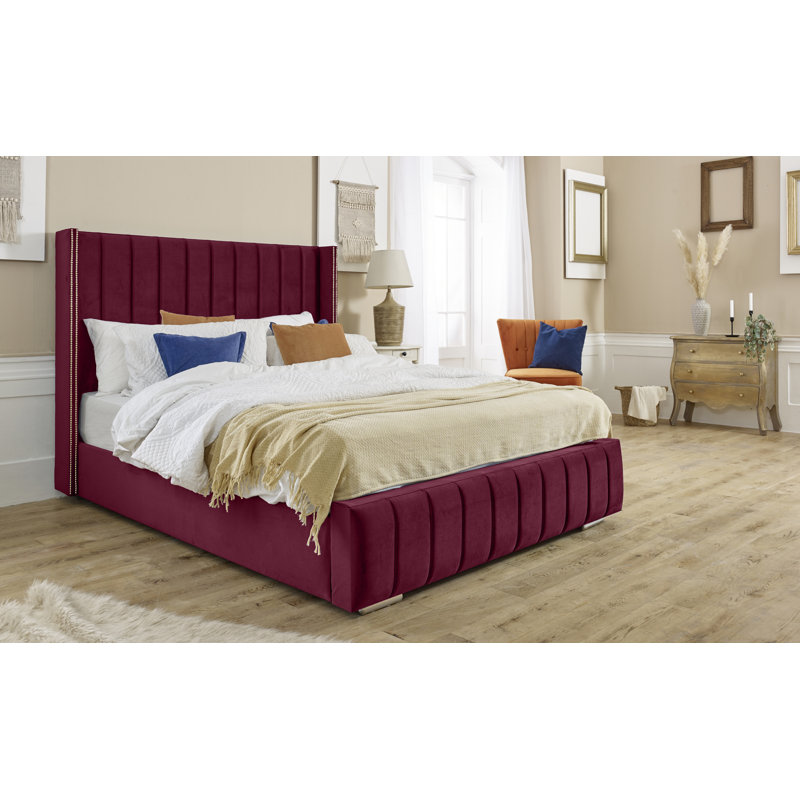 Akifumi Upholstered Bed, Single (3'), Maroon
