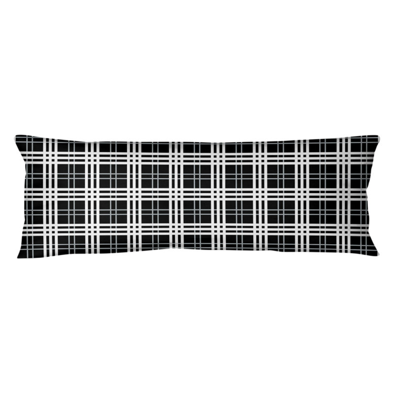 Polyester Medium Pillow, Black/Silver/White, Plush Fleece