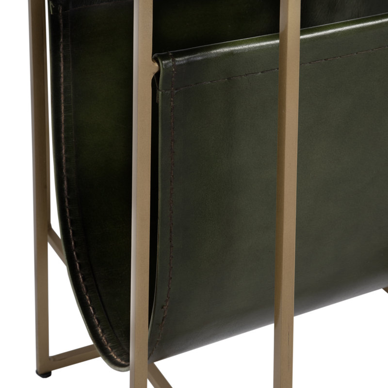 Stephanik Marble & Leather Magazine Side Table, Green