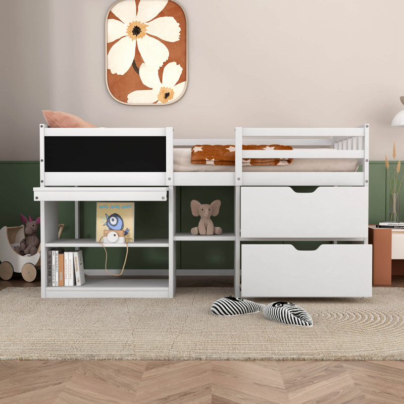 Hambley Kids Twin Loft Bed with Drawers, White