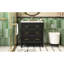 Meuble-lavabo de salle de bain en céramique, meuble-lavabo de 30 po, structure en bois massif, panneau de haute qualité, poignée en métal doré, style rétro, solution de rangement polyvalente, avec lavabo, 3 tiroirs, charnières réglables à fermeture en douceur,
