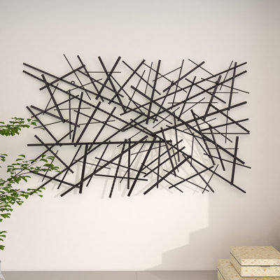 Dark Gray Metal Overlapping Lines Geometric Home Wall Decor