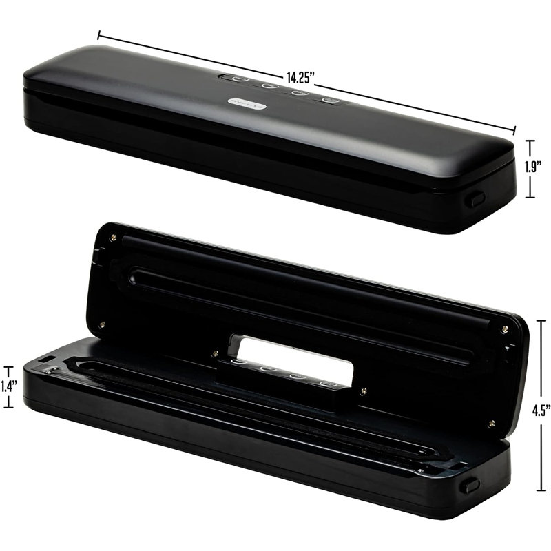 Compact Black Manual Vacuum Sealer Machine for Food Storage