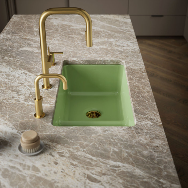 Iron Tones 33" L x 18.75" W Large/Medium Double-Bowl Kitchen Sink, Fresh Green