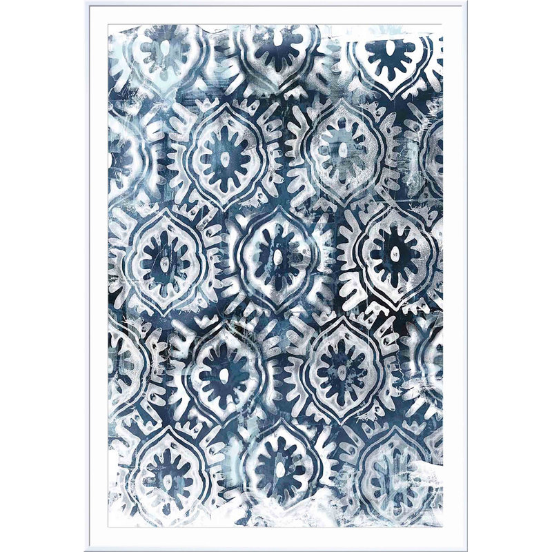 «Indigo Extraction I» par June Erica Vess - peinture encadrée, H 30 po x l 30 po, Blanc
