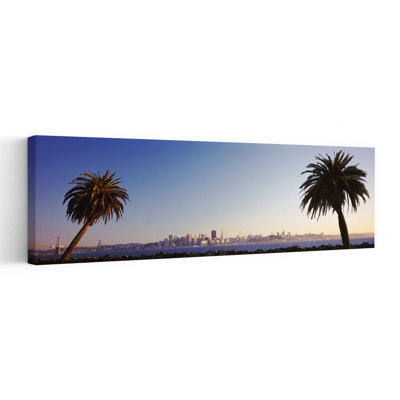Palm Trees At Dusk San Francisco California USA by Thomas Winz - Wrapped Canvas Panoramic Print