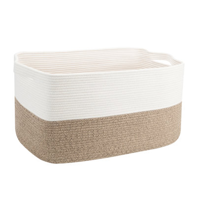 Extra Large Clothes Storage Basket, 62L Cotton Rope Laundry Basket with Handles – Foldable Storage Bin for Blankets, Pillows and Toys