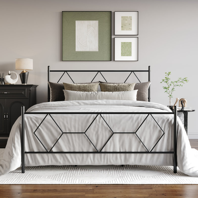 Lit plateforme en métal noir, Twin, Black