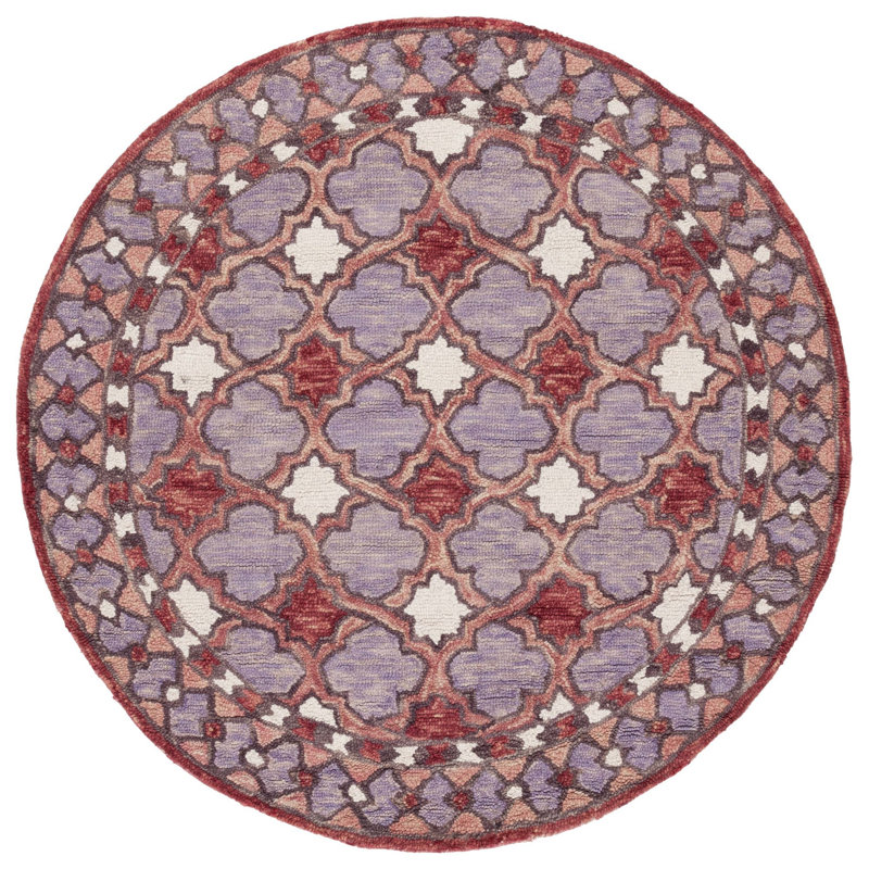Hand Tufted Wool/Cotton Oriental Rug in Red/Pink, Round 5'