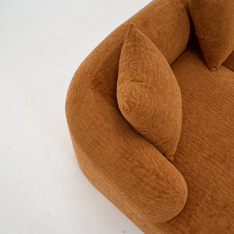 Chenille Fabric Full Sponge Compression Sofa, Orange