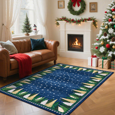 Tapis de Noël de Noël lavable à la machine avec tapis antidérapant et revêtement antidérapant