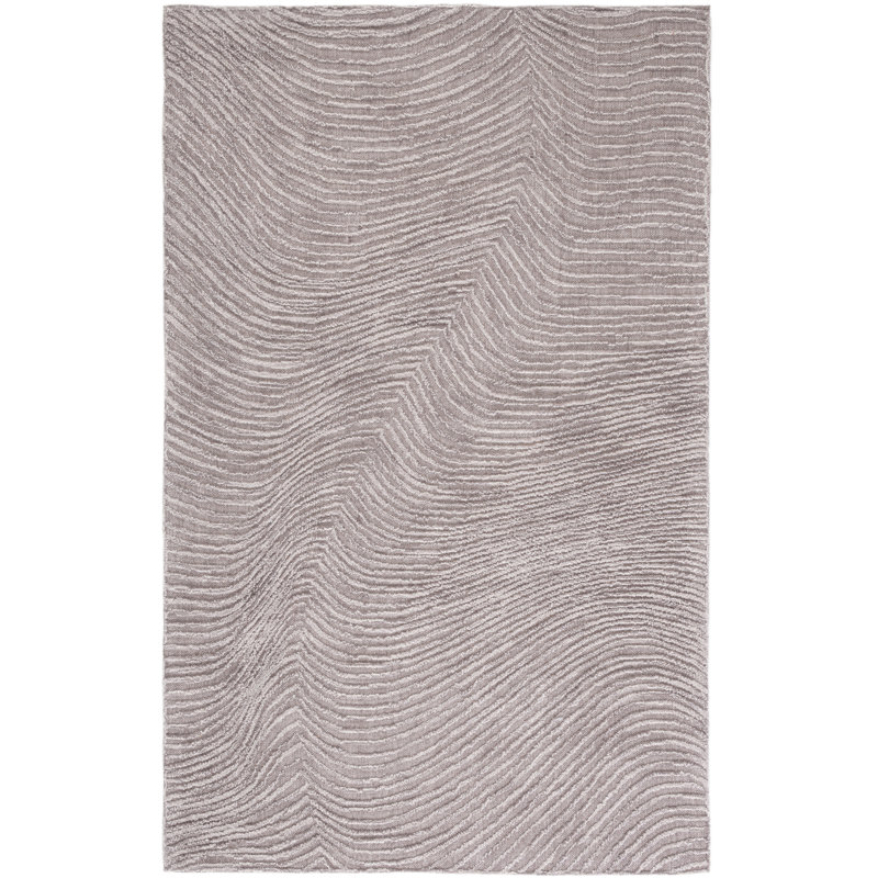 Aniessa Striped Hand Tufted Wool/Cotton Area Rug in Beige, Rectangle 5' x 8'