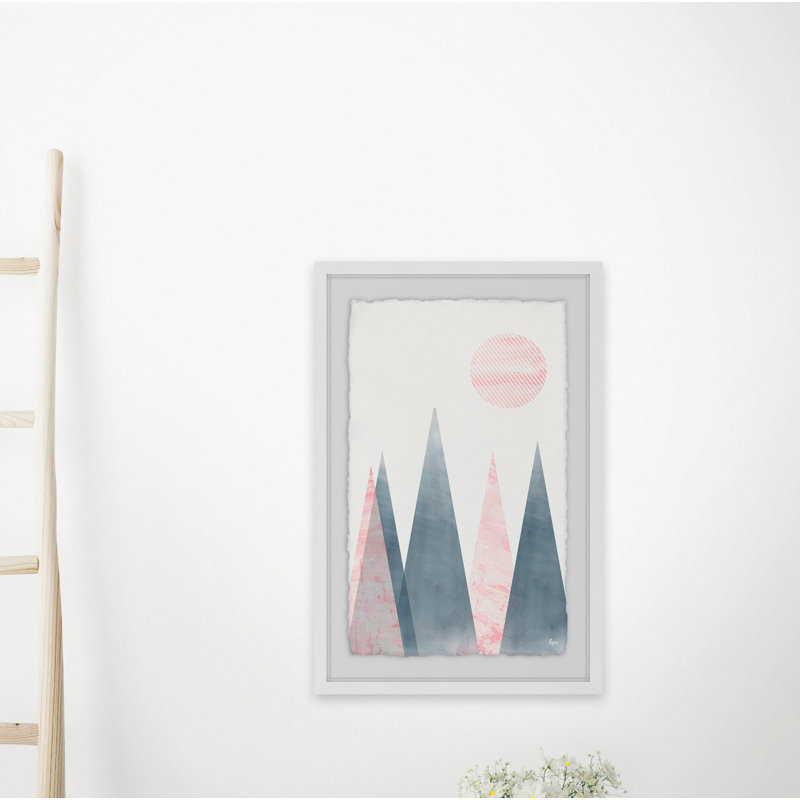 Striped Moon 1 Piece Single Picture Frame Wall Art, 61 cm H x 41 cm W x 4 cm D, White Framed with Deckled Edges