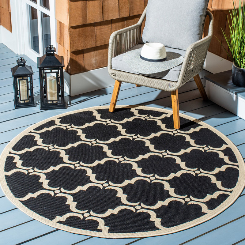 Herefordshire Performance Geometric Indoor/Outdoor Area Rug, Round 5'3"