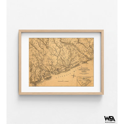 Siège de la guerre en Caroline du Sud et en Géorgie en 1861, affiche de la guerre américaine, idée de cadeau d'ancien combattant, carte antique de la Géorgie, décoration murale de la Caroline du Sud