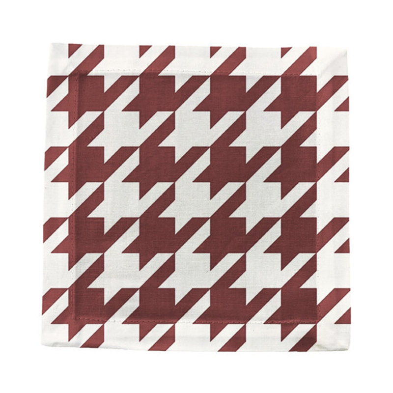 Hemstitch Cocktail 6" Linen/Cotton Blend Napkin, Red/White