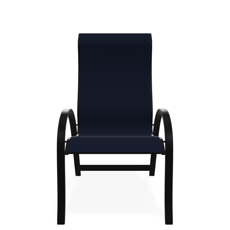 Chaise de patio empilable Hirotaka Supreme, Bleu marine 13D Sunbrella®, Noir texturé