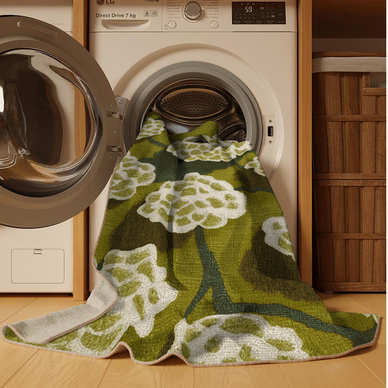  Tapis lavable à motif de fruits et de mûres, Rectangle 6 pi x 9 pi