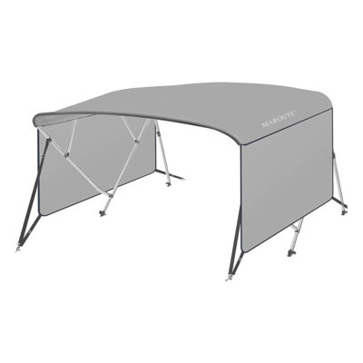 High-quality 4-Bow Bimini Top Boat Canopy,1" Aluminum Alloy Frame Marine-Grade PU-Coated Canvas 2 Adjustable Rear Support Poles,Zippered Storage Boot,Removable Side Curtains – 8'L x 54"H x 67"-72"W