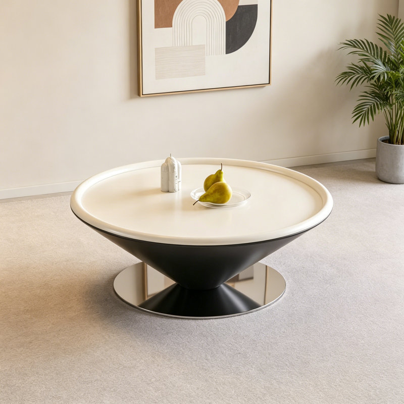 Table basse ronde italienne de style crème