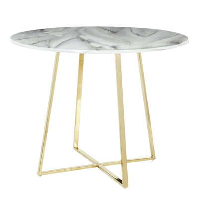 Table de salle à manger ronde L 39,5 po x l 39,5 po x H 31 po Ensemble de 1 table de salle à manger en marbre et métal