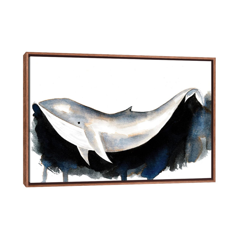 Baleine II - impression, H 18 po x l 26 po x P 1,5 po, Toile avec cadre brun, Pas de tapis
