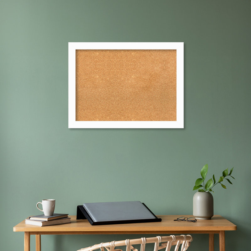 Petit tableau d'affichage mural en liège Basic, Bois blanc, H 15 po x l 33 po x P 1 po