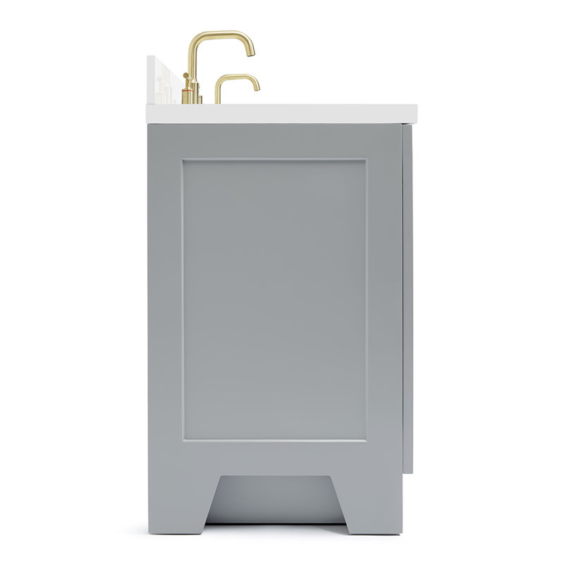 73 IN.  Single Bathroom Vanity, Gray, Rectangular,  White Quartz