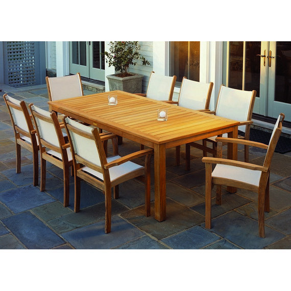 St. Tropez Stacking Teak Patio Dining Chair, Slate