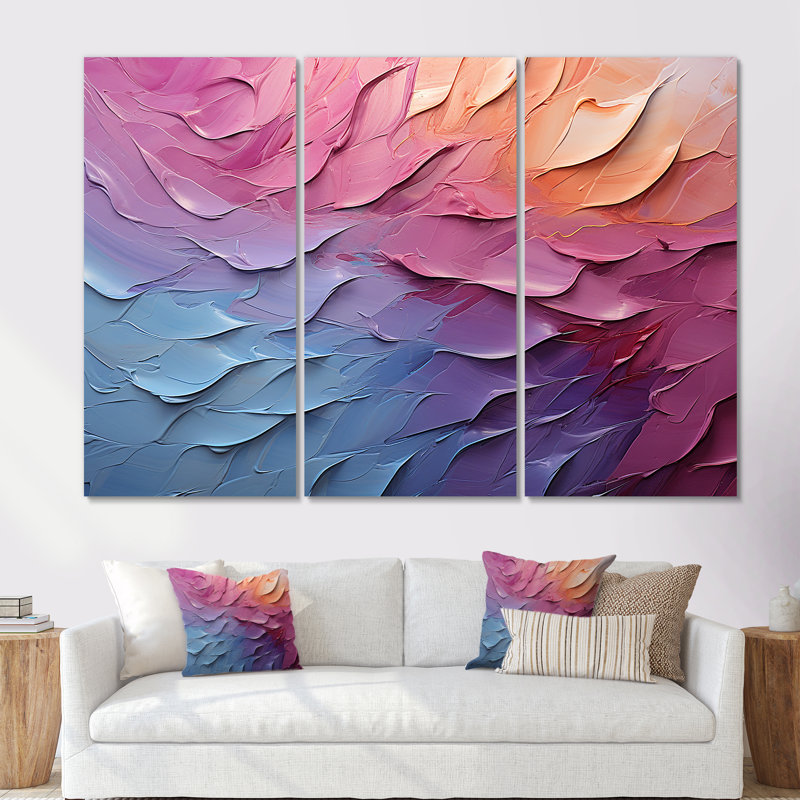 Rainbow Hue Harmony I - Ensemble de décoration murale arc-en-ciel, Toile tendue, H 32 po x l 48 po x P 1 po