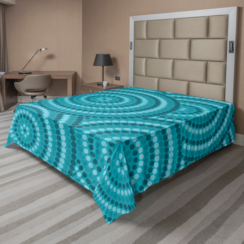 Ambesonne Nature Top Flat Sheet Glisten Fish Sunlight, Queen Flat Sheet, Teal Abstract