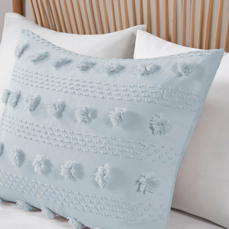 Édredon en bleu pour lit double / grand avec 2 taies décoratives, tissu d'aspect charmant